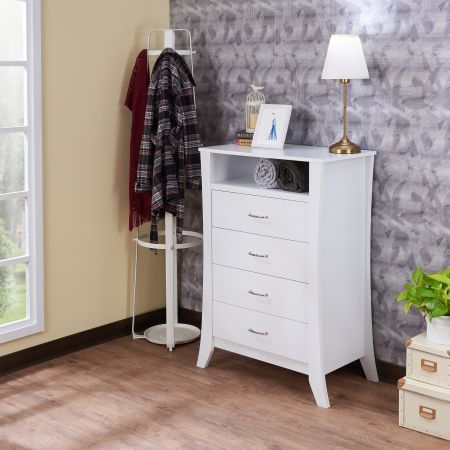 High Textured Bright White Color Chest Of Drawer